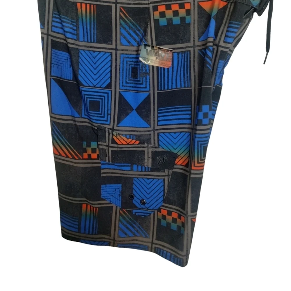 Hang Ten Mens Black /Blue Four way Stretch Swim Shorts Size 34 Supreme Stretch‎